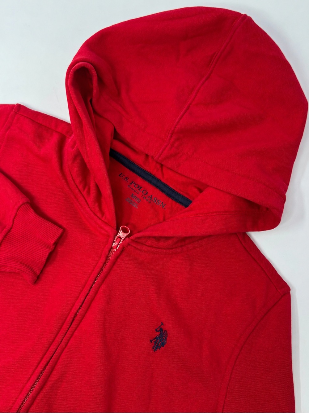 U.S. Polo Assn. Boys M (8) Red Fleece Full Zip Hooded Jacket - Picture 3 of 5